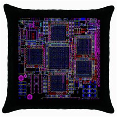 Cad Technology Circuit Board Layout Pattern Throw Pillow Case (black) by BangZart