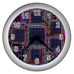 Cad Technology Circuit Board Layout Pattern Wall Clocks (silver)  by BangZart