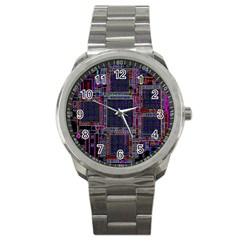 Cad Technology Circuit Board Layout Pattern Sport Metal Watch by BangZart