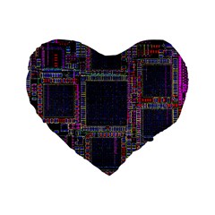 Cad Technology Circuit Board Layout Pattern Standard 16  Premium Flano Heart Shape Cushions by BangZart