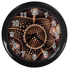 Brown Fractal Balls And Circles Wall Clocks (black) by BangZart