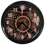 Brown Fractal Balls And Circles Wall Clocks (Black) Front