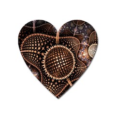 Brown Fractal Balls And Circles Heart Magnet by BangZart