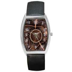 Brown Fractal Balls And Circles Barrel Style Metal Watch by BangZart