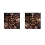 Brown Fractal Balls And Circles Cufflinks (Square) Front(Pair)