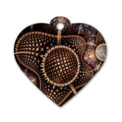 Brown Fractal Balls And Circles Dog Tag Heart (one Side) by BangZart