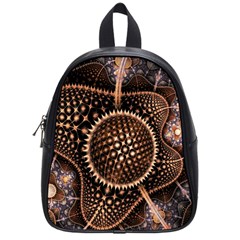 Brown Fractal Balls And Circles School Bags (small)  by BangZart