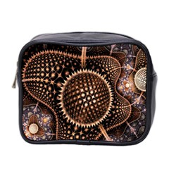 Brown Fractal Balls And Circles Mini Toiletries Bag 2-side by BangZart