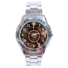 Brown Fractal Balls And Circles Stainless Steel Analogue Watch by BangZart