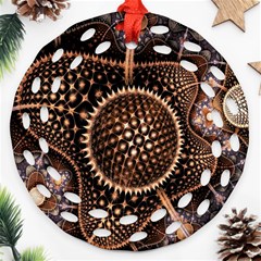 Brown Fractal Balls And Circles Round Filigree Ornament (two Sides) by BangZart