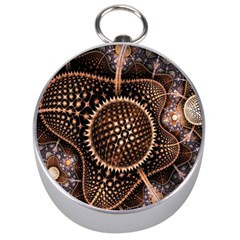 Brown Fractal Balls And Circles Silver Compasses by BangZart