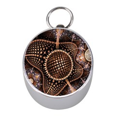 Brown Fractal Balls And Circles Mini Silver Compasses by BangZart