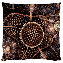 Brown Fractal Balls And Circles Large Flano Cushion Case (two Sides) by BangZart