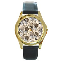 Bouffant Birds Round Gold Metal Watch by BangZart