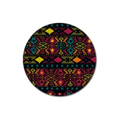 Bohemian Patterns Tribal Rubber Round Coaster (4 Pack) 