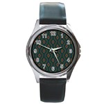 Ornamental pattern background Round Metal Watch Front