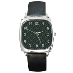 Ornamental Pattern Background Square Metal Watch by TastefulDesigns