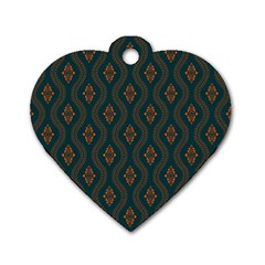 Ornamental Pattern Background Dog Tag Heart (two Sides) by TastefulDesigns