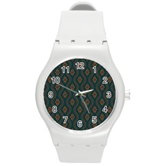 Ornamental Pattern Background Round Plastic Sport Watch (m) by TastefulDesigns