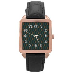 Ornamental Pattern Background Rose Gold Leather Watch  by TastefulDesigns