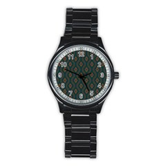 Ornamental Pattern Background Stainless Steel Round Watch by TastefulDesigns