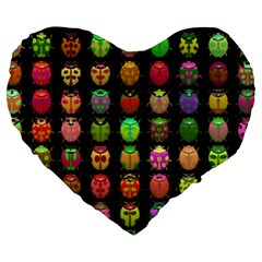 Beetles Insects Bugs Large 19  Premium Heart Shape Cushions by BangZart