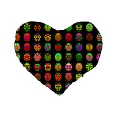 Beetles Insects Bugs Standard 16  Premium Flano Heart Shape Cushions by BangZart