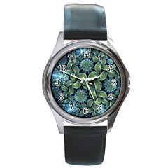 Blue Lotus Round Metal Watch by BangZart