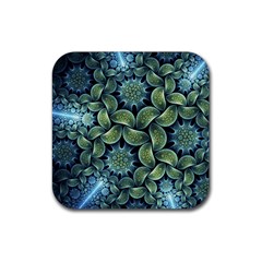 Blue Lotus Rubber Coaster (square)  by BangZart