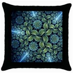 Blue Lotus Throw Pillow Case (Black) Front