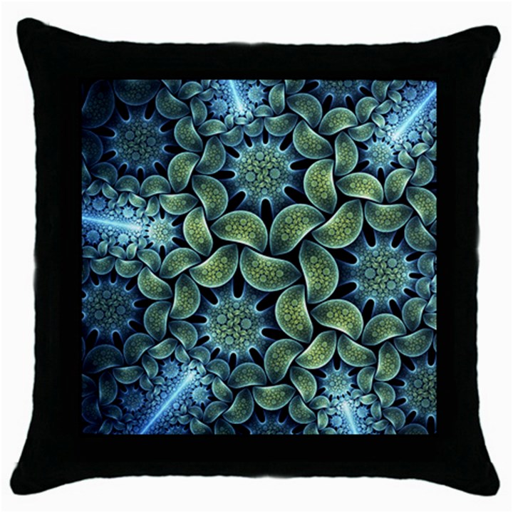 Blue Lotus Throw Pillow Case (Black)