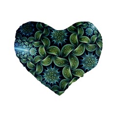 Blue Lotus Standard 16  Premium Heart Shape Cushions by BangZart