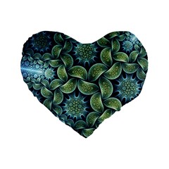 Blue Lotus Standard 16  Premium Flano Heart Shape Cushions by BangZart