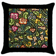 Bohemia Floral Pattern Throw Pillow Case (black) by BangZart