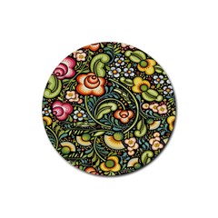 Bohemia Floral Pattern Rubber Round Coaster (4 Pack) 