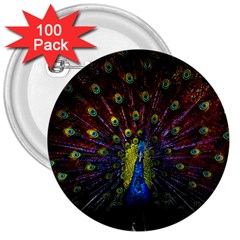 Beautiful Peacock Feather 3  Buttons (100 Pack)  by BangZart