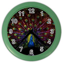 Beautiful Peacock Feather Color Wall Clocks by BangZart