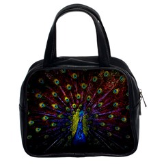 Beautiful Peacock Feather Classic Handbags (2 Sides) by BangZart