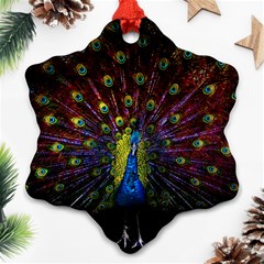 Beautiful Peacock Feather Snowflake Ornament (two Sides) by BangZart