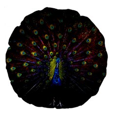 Beautiful Peacock Feather Large 18  Premium Flano Round Cushions by BangZart