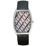 Batik Art Patterns Barrel Style Metal Watch Front