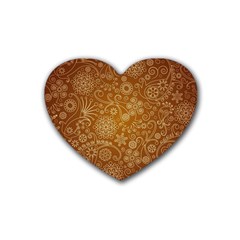 Batik Art Pattern Rubber Coaster (heart)  by BangZart