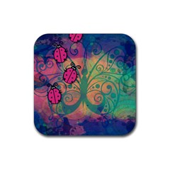 Background Colorful Bugs Rubber Coaster (square)  by BangZart