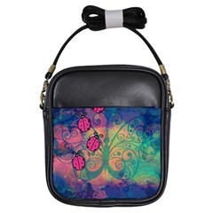 Background Colorful Bugs Girls Sling Bags by BangZart