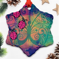 Background Colorful Bugs Snowflake Ornament (two Sides) by BangZart