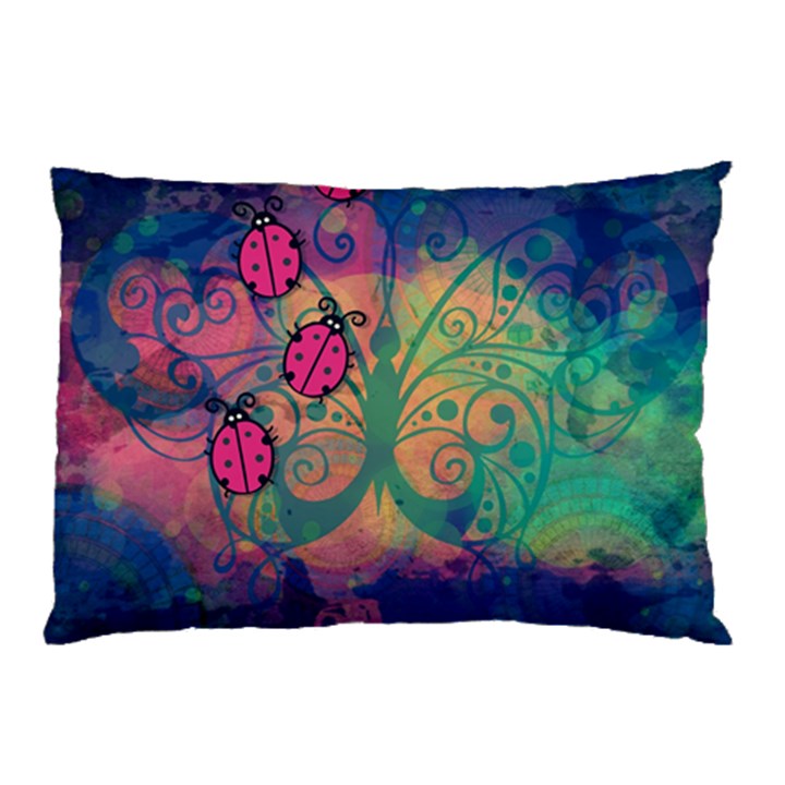 Background Colorful Bugs Pillow Case (Two Sides)