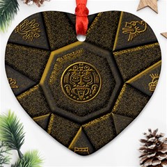 Aztec Runes Heart Ornament (two Sides) by BangZart