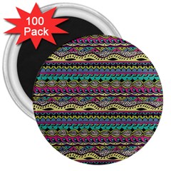 Aztec Pattern Cool Colors 3  Magnets (100 Pack) by BangZart