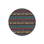 Aztec Pattern Cool Colors Rubber Coaster (Round)  Front