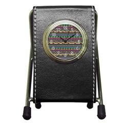 Aztec Pattern Cool Colors Pen Holder Desk Clocks by BangZart